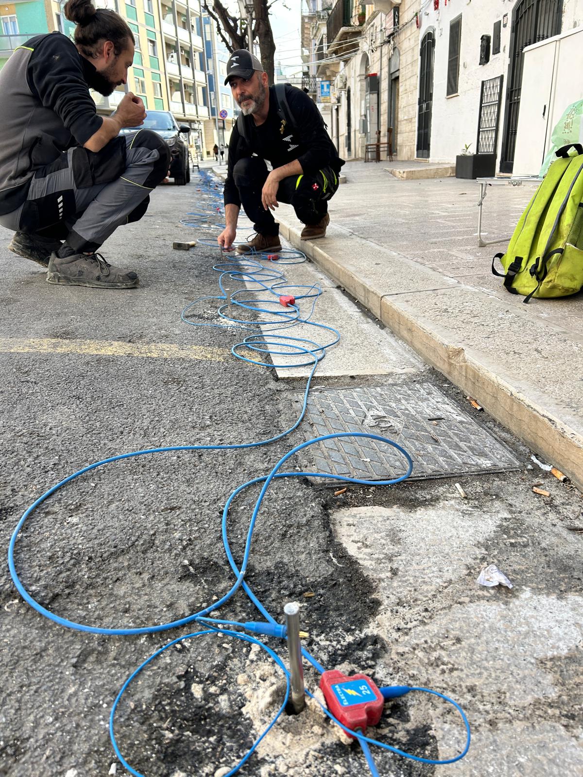ERT electrode layout on urban street