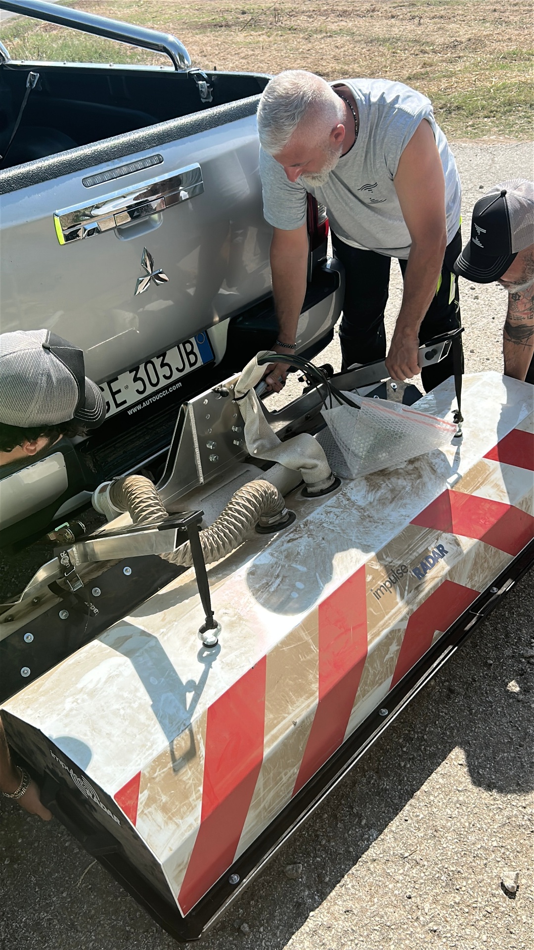 Preparazione antenna GPR Raptor multiarray prima del rilievo